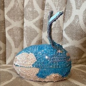 ~Oxford~ Blue & White Sequin Bunny Egg Trinket Box